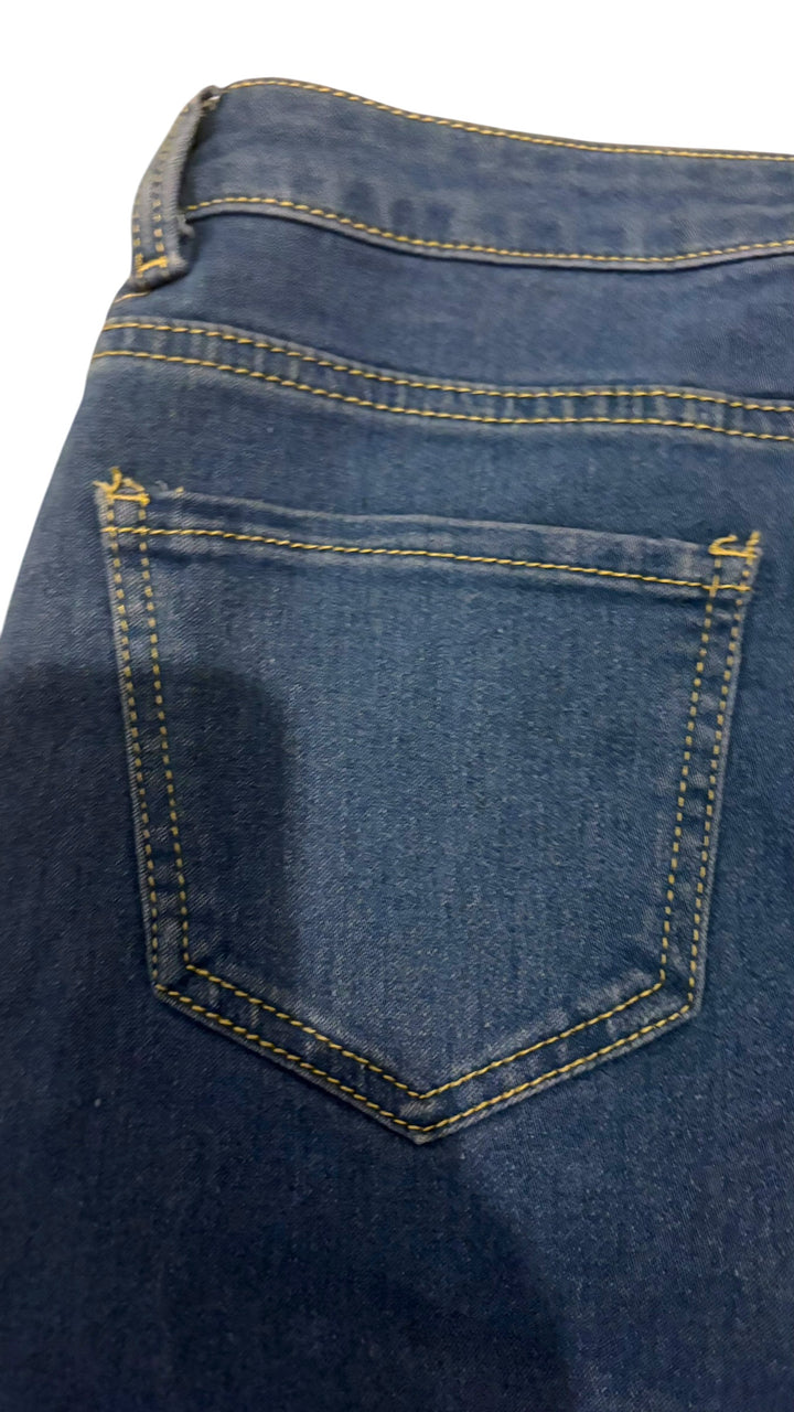 Denim BLVD Dark Wash Stretch Denim Mini Skirt Frayed Hem Y2K Size Large
