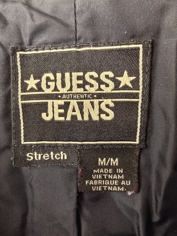 Women Guess Jeans Quilted Jacket Black Medium
