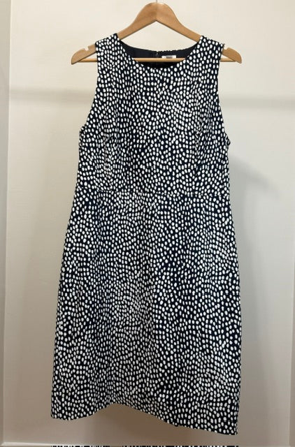 J.Crew Oncilla Print Basketweave Black White Sheath Dress Sz14 NWOT