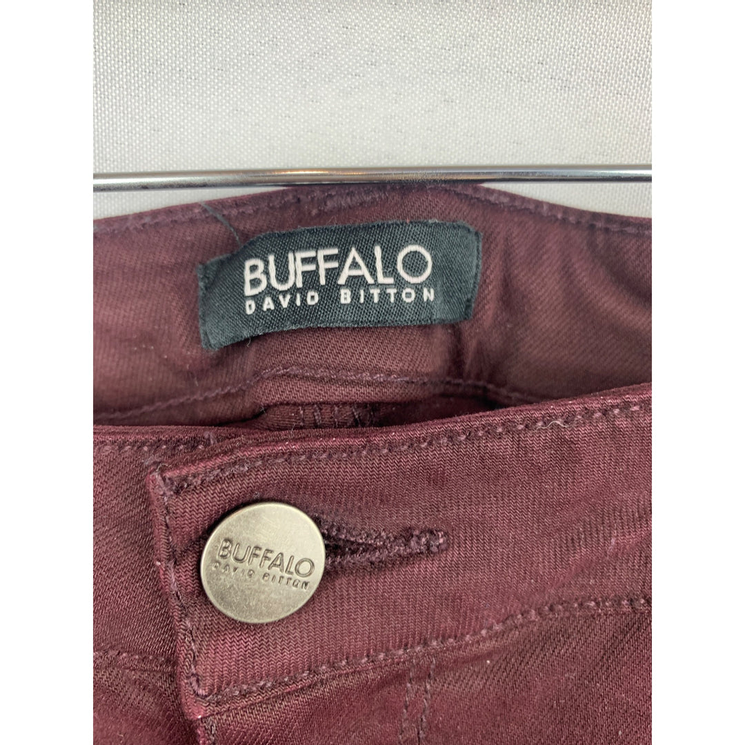 Buffalo David Bitton Vale Mid-Rise Stretch Skinny Jeans Size 10/30 Burgundy