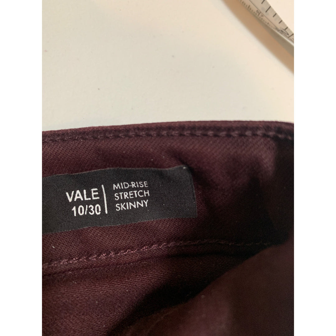 Buffalo David Bitton Vale Mid-Rise Stretch Skinny Jeans Size 10/30 Burgundy