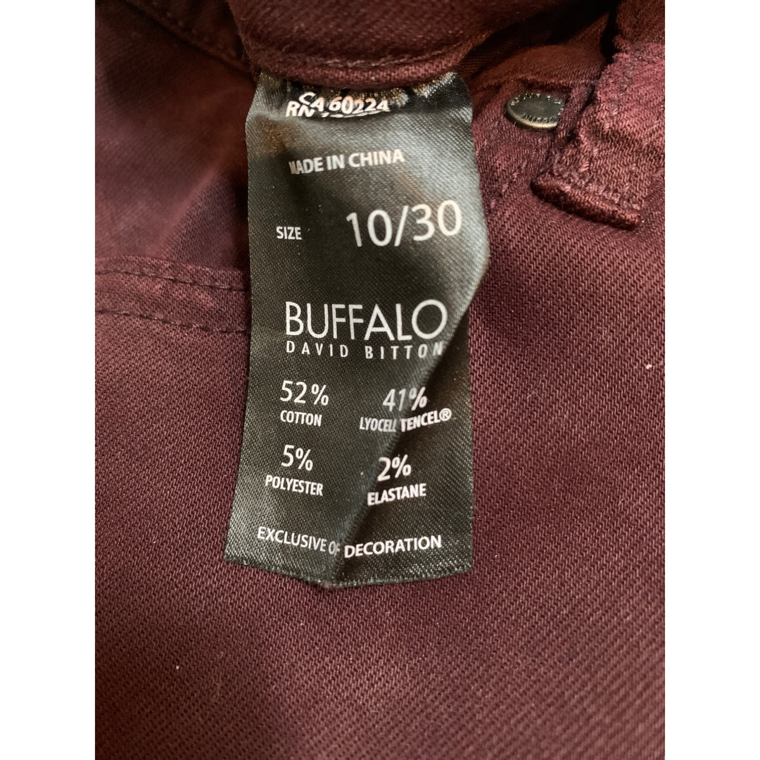 Buffalo David Bitton Vale Mid-Rise Stretch Skinny Jeans Size 10/30 Burgundy