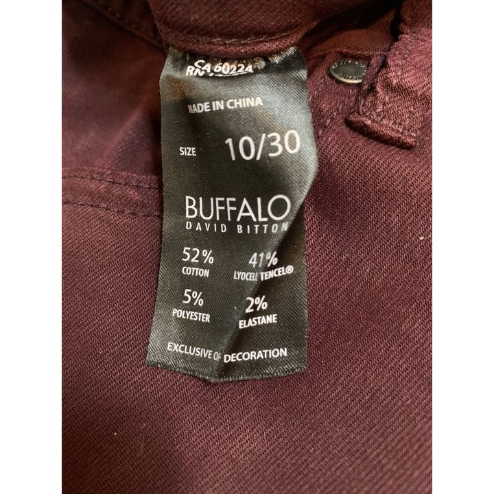 Buffalo David Bitton Vale Mid-Rise Stretch Skinny Jeans Size 10/30 Burgundy