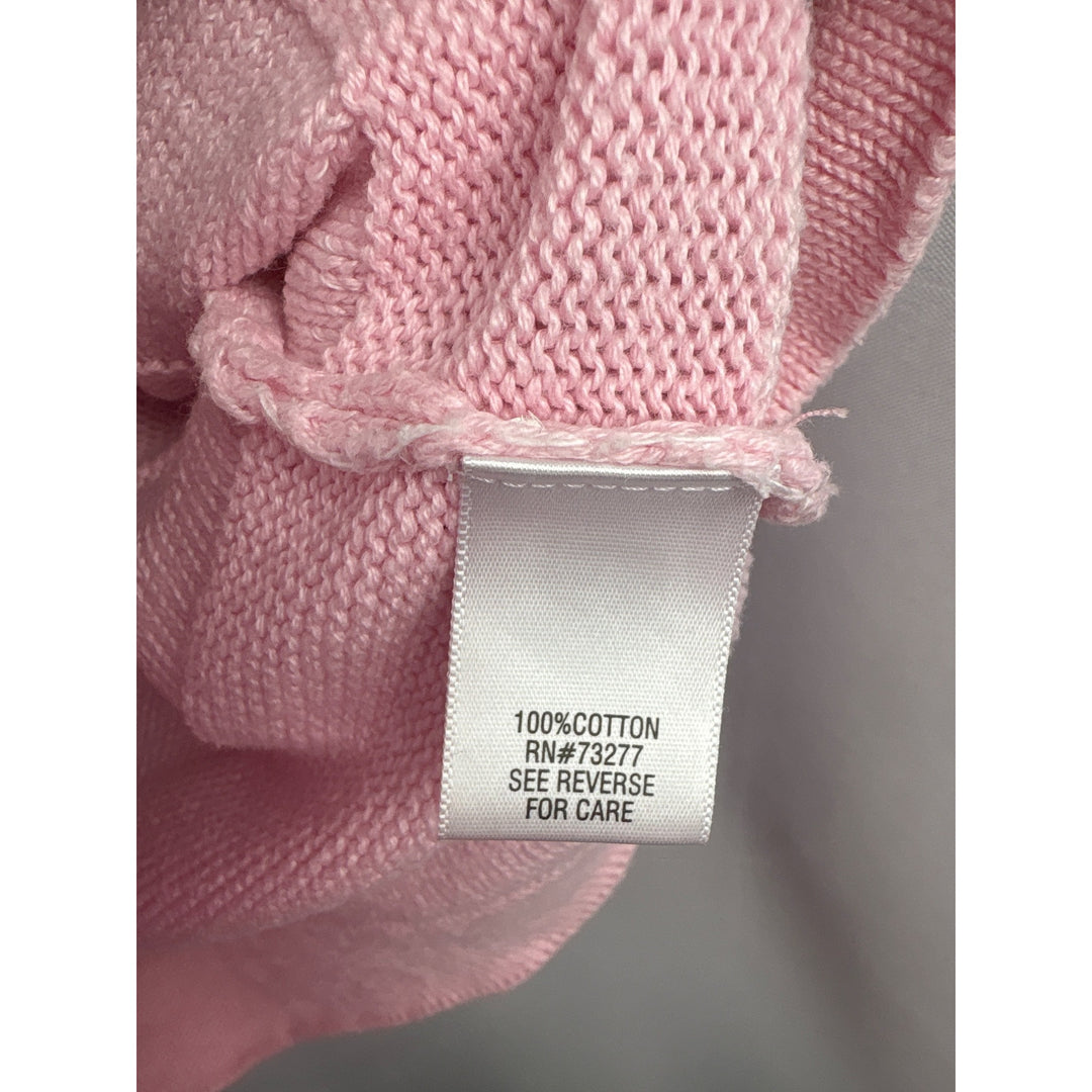 Croft & Barrow Pink & White Striped Sweater S 100% Cotton Womens Knit Pullover Made In China