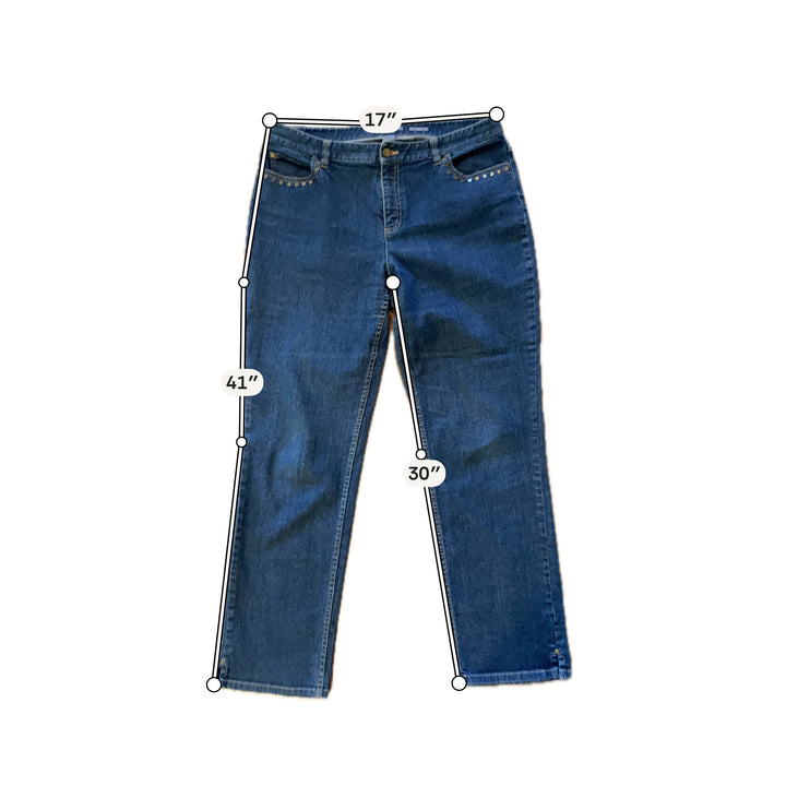 Liz Claiborne Women’s Slim Jeans Size 14 Embellished Stretch Denim Pants