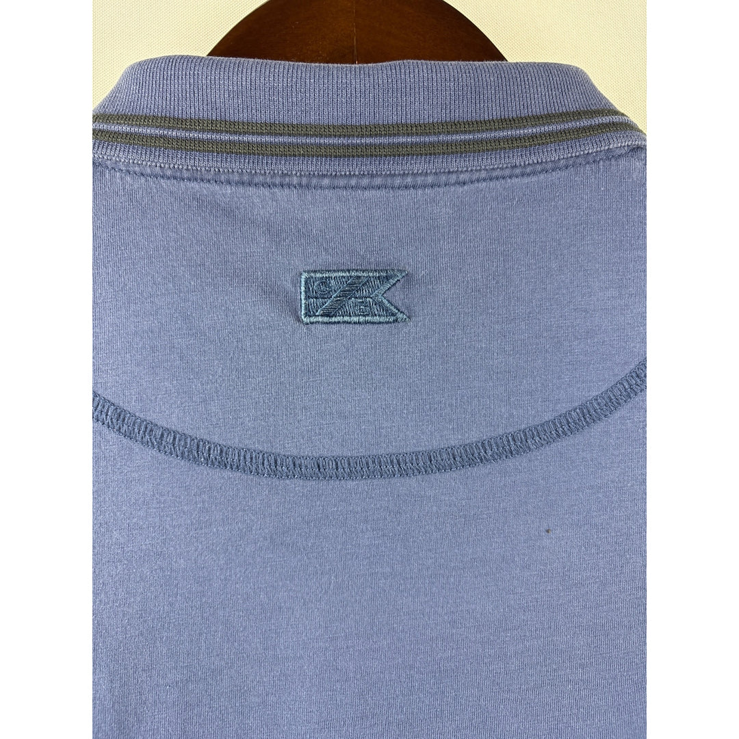 Men’s Vintage Cutter & Buck Large Blue Polo Shirt w/ Black Stripes on Collar