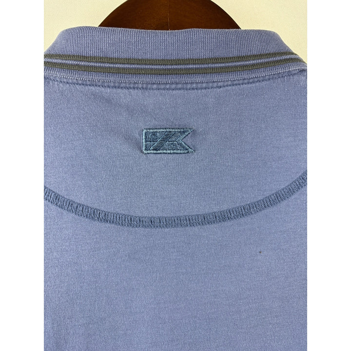 Men’s Vintage Cutter & Buck Large Blue Polo Shirt w/ Black Stripes on Collar