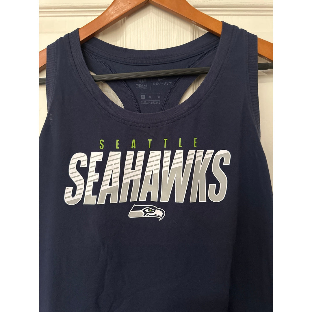 Nike NFL Apparel DRI-FIT Seattle Seahawks Blue Racerback Athletic Tank Top Sz XL