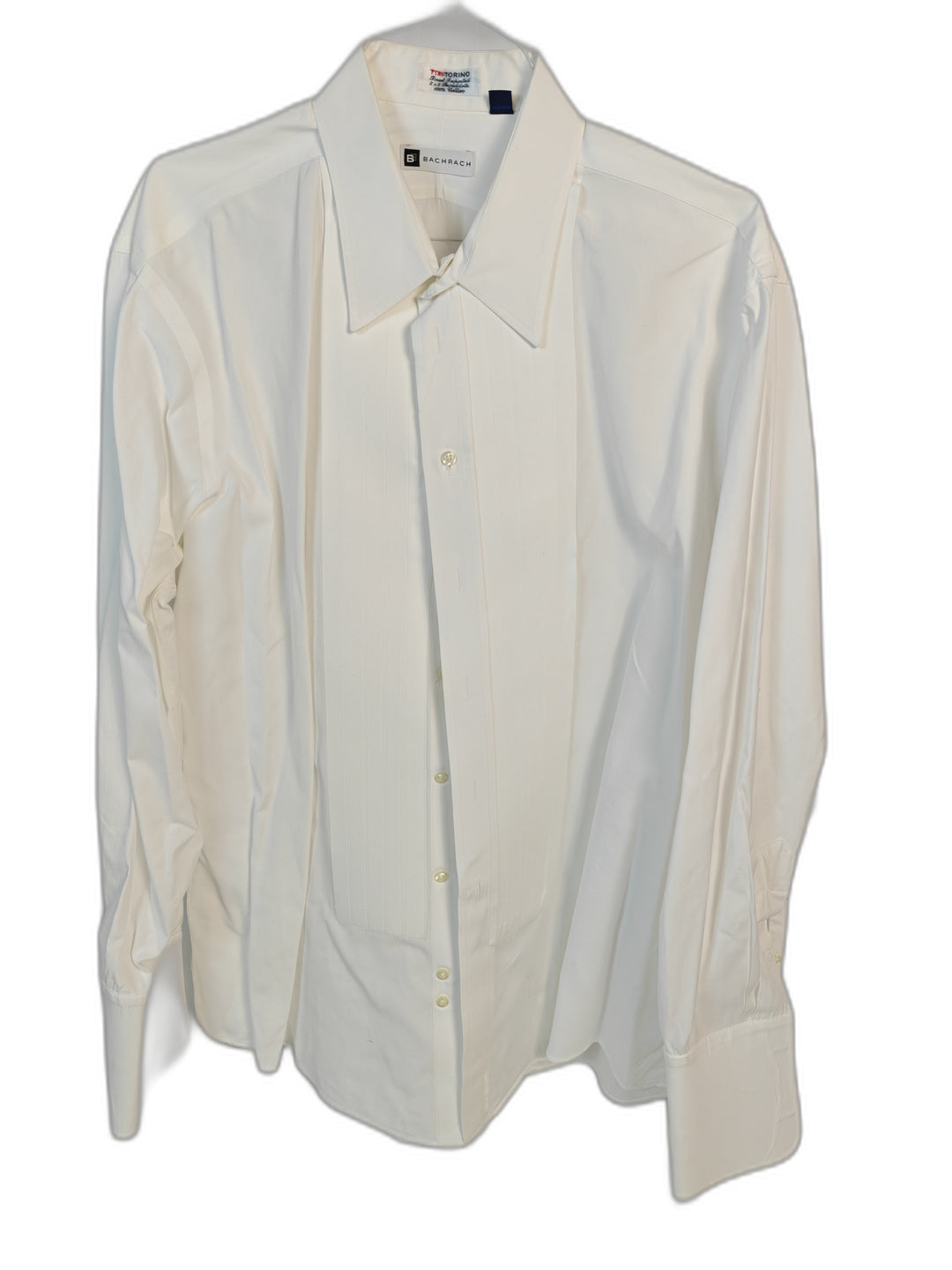 Bachrach Torino White Tuxedo Dress Shirt 18-36 French Cuff Pleated Front 100% Cotton