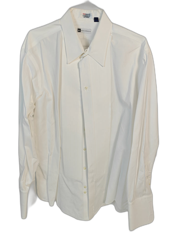 Bachrach Torino White Tuxedo Dress Shirt 18-36 French Cuff Pleated Front 100% Cotton