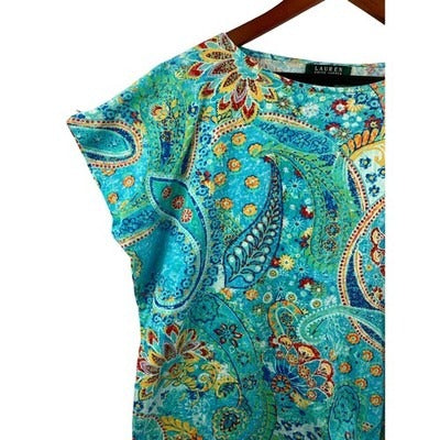 Women's Ralph Lauren Colorful Pattern Shirt, 100% Cotton - Size 1X