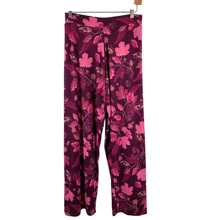 Hue Sleepwear Womens Small Floral Lounge Pants Machine Washable Burgundy & Pink