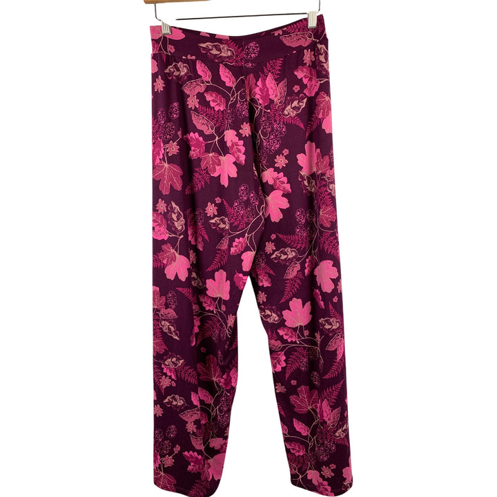 Hue Sleepwear Womens Small Floral Lounge Pants Machine Washable Burgundy & Pink