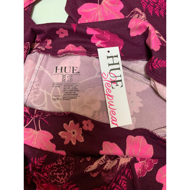 Hue Sleepwear Womens Small Floral Lounge Pants Machine Washable Burgundy & Pink