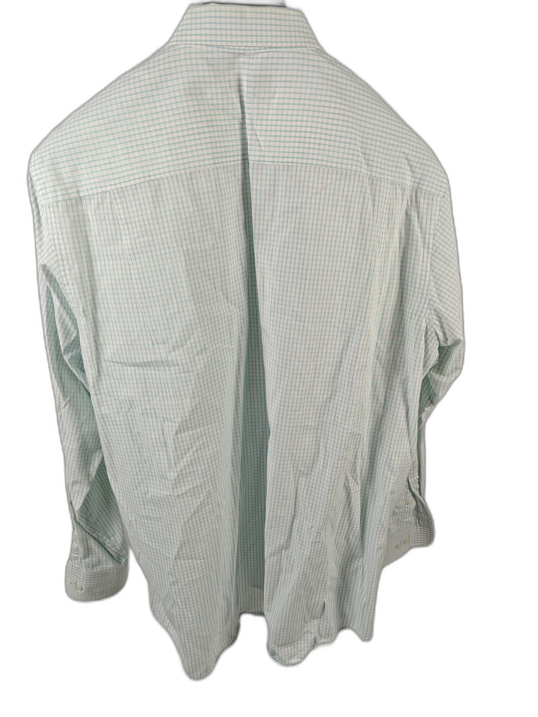 Men’s Club Room Dress Shirt White Aqua Check Size 17.5 36/37