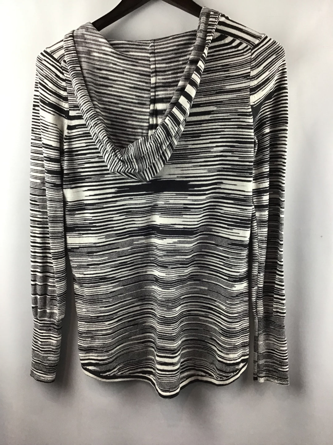 Women’s Nic + Zoe  Black White Abstract Stripe Knit Pullover Hoodie Size S