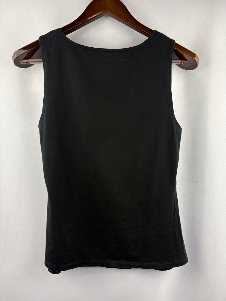 Women’s Ann Taylor Small Black & Blue Patterned Sleeveless Blouse