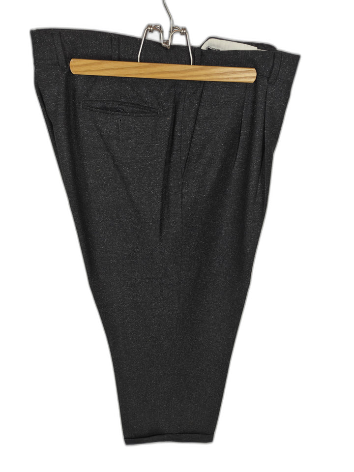 Paul Fredrick Men's Charcoal Gray Wool Silk Pleated Dress Pants 44R Made in Italy Cuffed Slacks