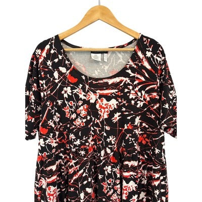 Women’s Ulla Popken Size 16/18 Black Floral Short Sleeve Maxi Dress