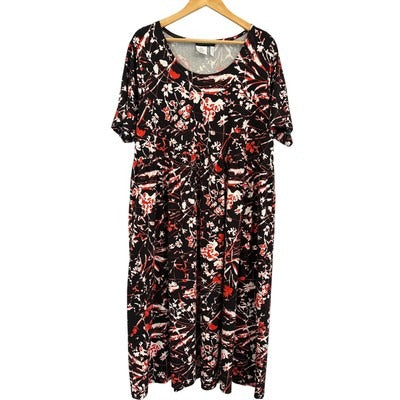 Women’s Ulla Popken Size 16/18 Black Floral Short Sleeve Maxi Dress