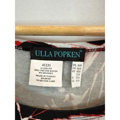 Women’s Ulla Popken Size 16/18 Black Floral Short Sleeve Maxi Dress