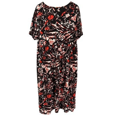 Women’s Ulla Popken Size 16/18 Black Floral Short Sleeve Maxi Dress