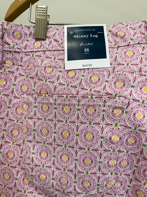 Charter Club Bristol Skinny Ankle Boutique Pink Pant Sz16 NWT