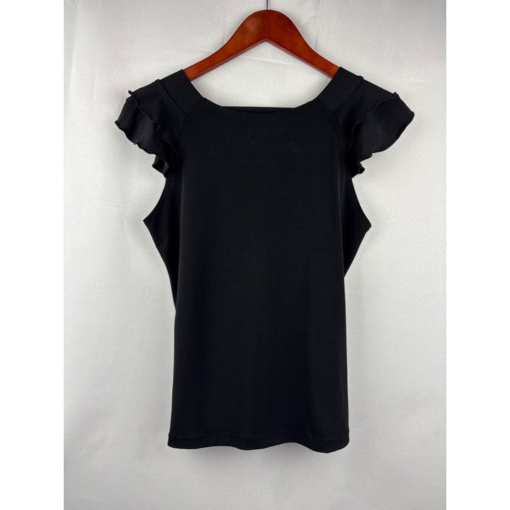 Ruffled Black Sleeveless Top By Susan Lawrence