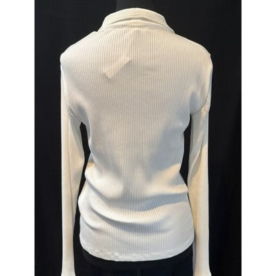 Madewell Womens White Ribbed Long Sleeve Button-Up Shirt Size S