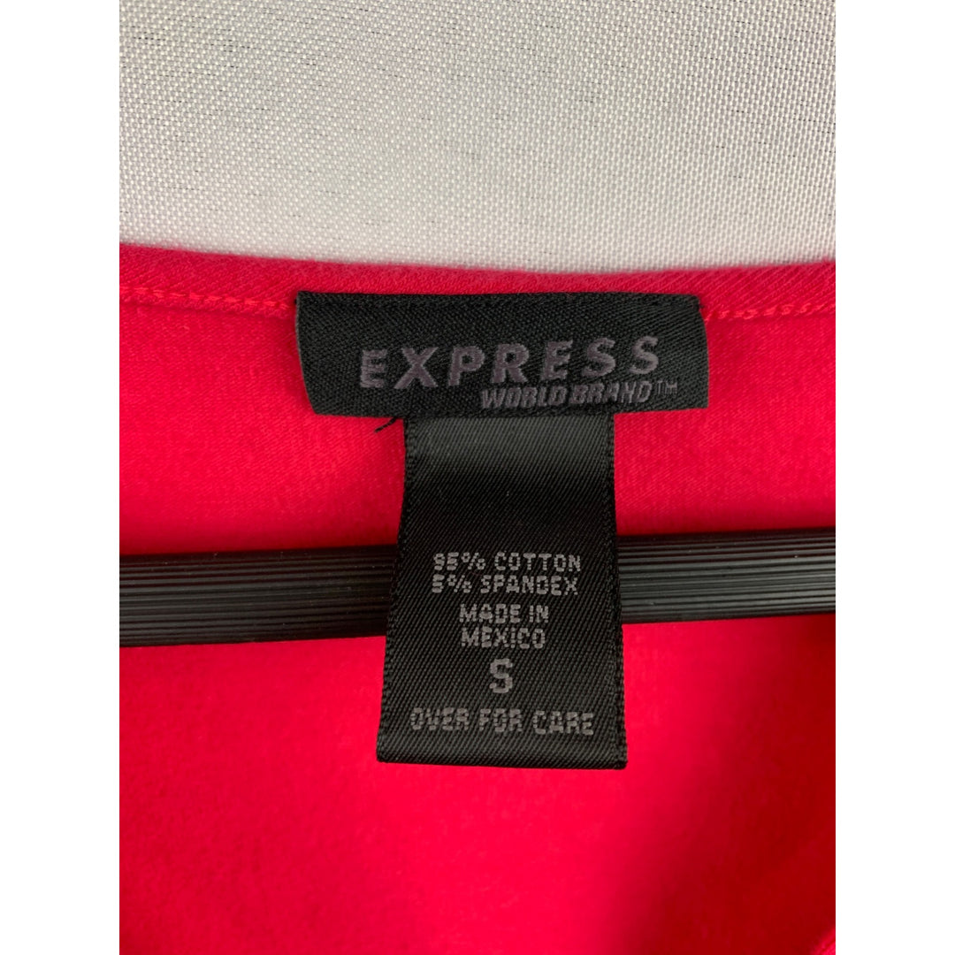 Express V-Neck Long Sleeve Top Womens S Pink Red