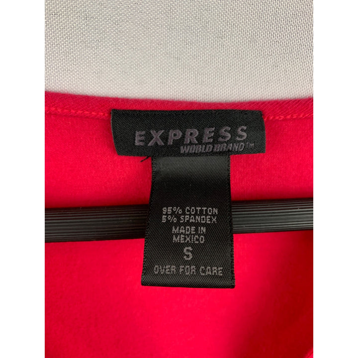 Express V-Neck Long Sleeve Top Womens S Pink Red