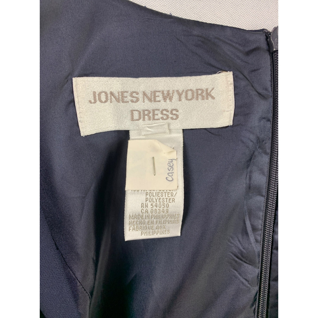 Jones New York Womens Navy Sleeveless Sheath Dress Size 14