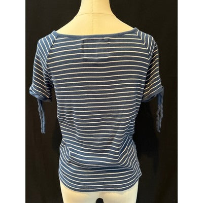 Women’s American Living Blue Striped Keyhole T Shirt Sz L