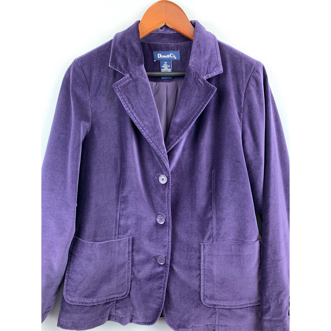 Denim & Co. Purple Corduroy Blazer XS 100% Cotton Shell