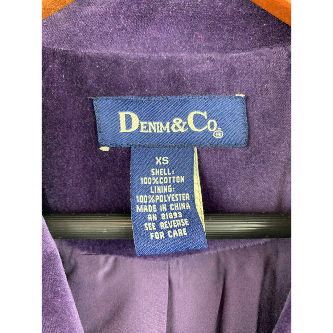 Denim & Co. Purple Corduroy Blazer XS 100% Cotton Shell