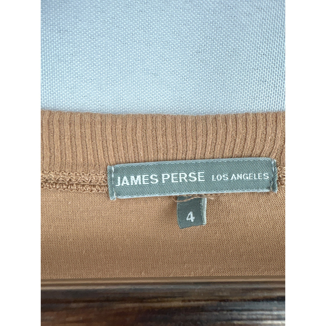 Women’s James Perse Size 4 Long Sleeve Light Brown Henley Shirt