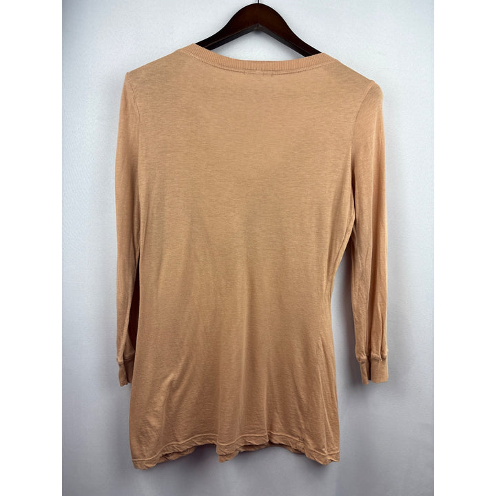 Women’s James Perse Size 4 Long Sleeve Light Brown Henley Shirt