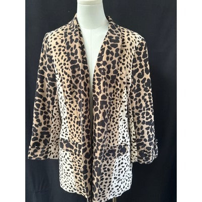 Apt.9 Womens Leopard Print Blazer Jacket L