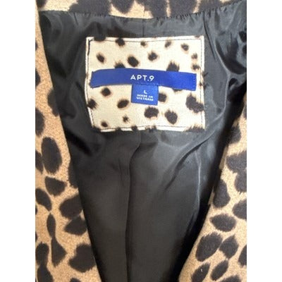 Apt.9 Womens Leopard Print Blazer Jacket L