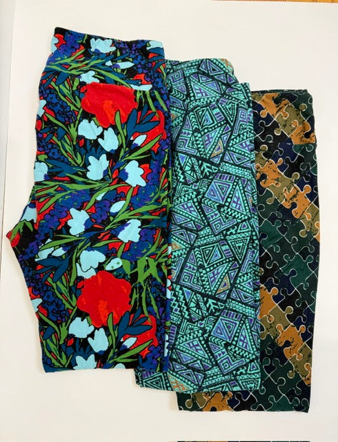 Lularoe Bundle (3) Tall &amp; Curvy Leggings – Mixed Prints SzXLTall &amp; Curvy(12–14)