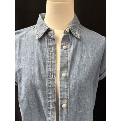 Madewell Womens Short Sleeve Button-Down Denim Shirt Top S