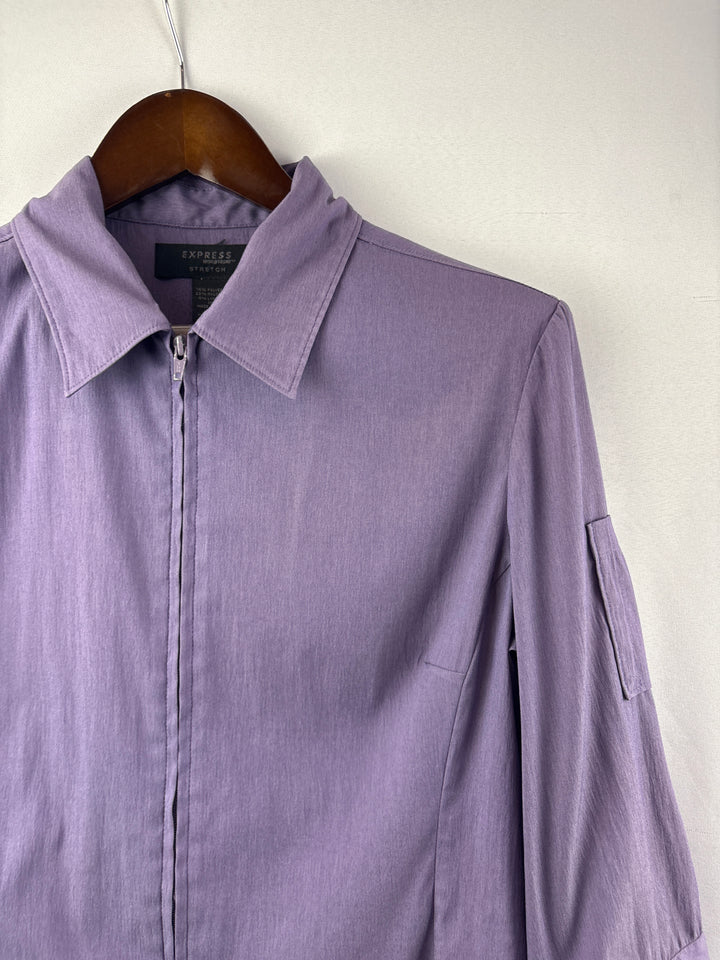 Women’s Express Size 9/10 Misty Purple Zip-Up Blouse