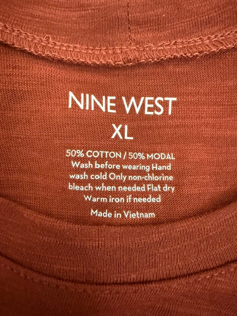 Nine West Side Ruched Sleeveless Dress Rust NWT SzXL