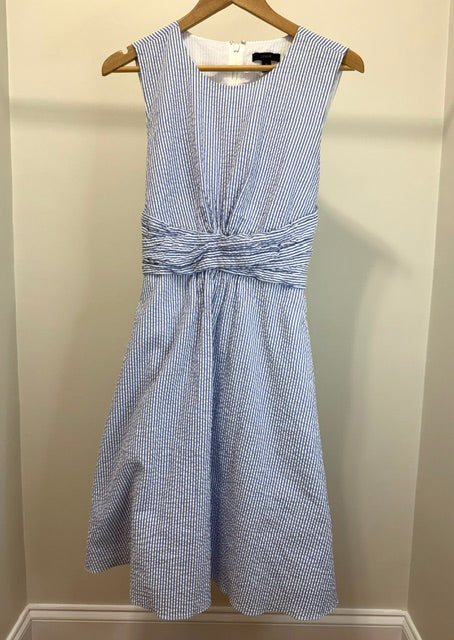 J.Crew Tie‑Waist Seersucker Dress Sz14