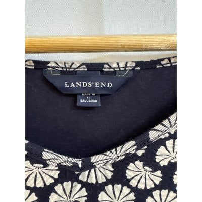 Women’s Lands End Size 3X Navy Blue Dress with White Flowery Seashell Design