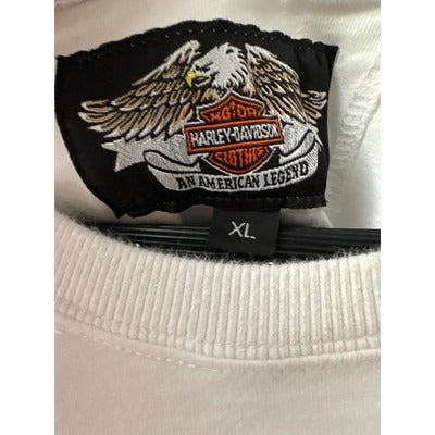 Men’s White Harley-Davidson Long Sleeve Thick White T-Shirt SZ XL