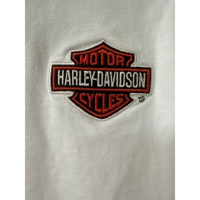 Men’s White Harley-Davidson Long Sleeve Thick White T-Shirt SZ XL