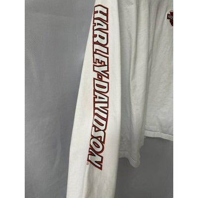Men’s White Harley-Davidson Long Sleeve Thick White T-Shirt SZ XL