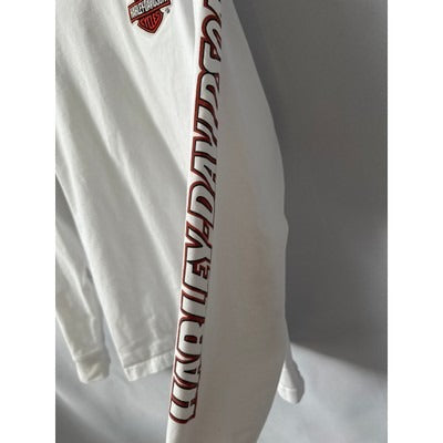 Men’s White Harley-Davidson Long Sleeve Thick White T-Shirt SZ XL