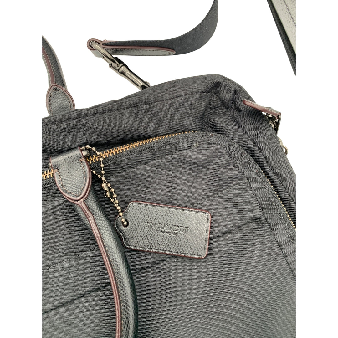 Coach Women’s Black Nylon Crossbody Bag With Leather Trim & Adjustable Strap